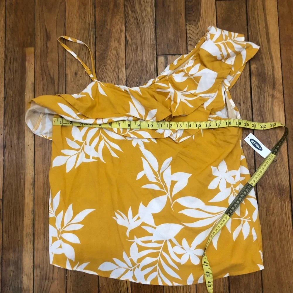 NWT Old Navy Mustard Floral One-Shoulder Ruffle Top size large